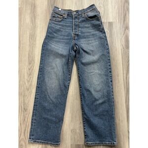 Levis Ribcage Straight Ankle Jeans Womens 26 Medium Wash High Rise  button fly